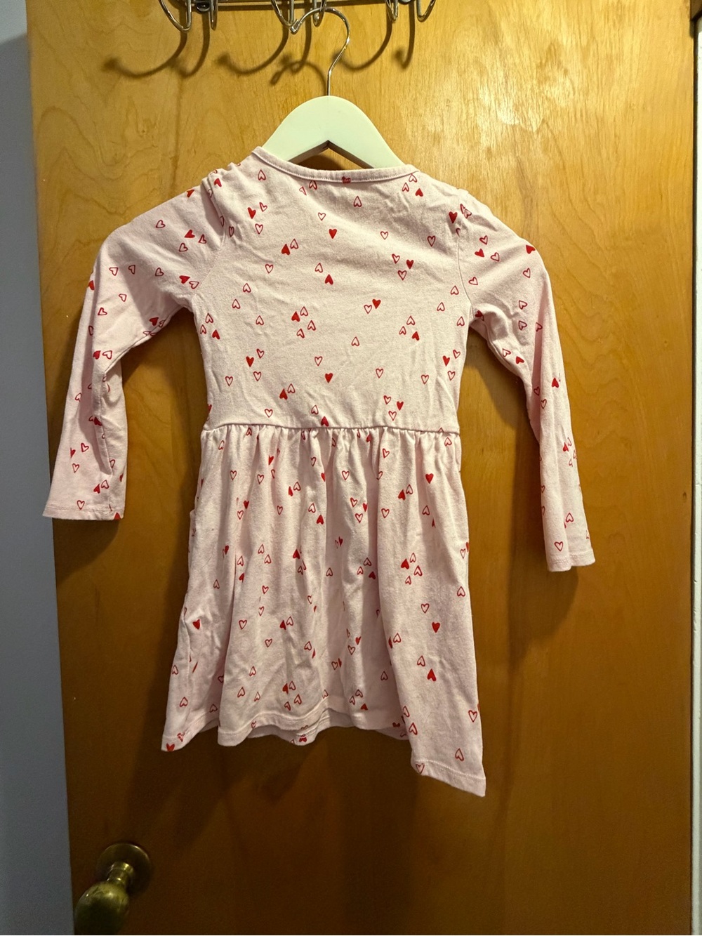 Cat & Jack Pink Long-Sleeve Heart Print Dress